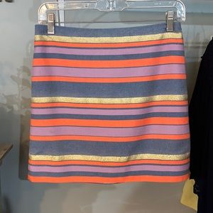 JCREW size 00 striped Skirt coral, denim, Gd & lav